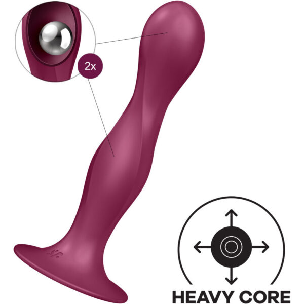 SATISFYER - DILDO DE SILICONE DUPLA BALL-R GARNET - Image 4