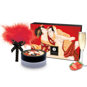 SHUNGA – KIT DE PÓ DE MASSAGEM COMESTÍVEL DE MORANGO