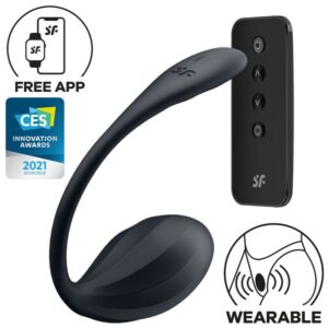 SATISFYER – RIBBED PETAL ESTIMULADOR DE PONTO G CONTROLE REMOTO PRETO APLICATIVO GRATUITO