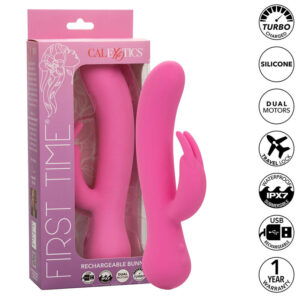 CALEXOTICS – FIRST TIME VIBRADOR COELHO RECARREGÁVEL ROSA