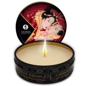 SHUNGA – MINI CARESS POR CANDELIGHT MORANGOS E VELA DE MASSAGEM CAVA 30 ML