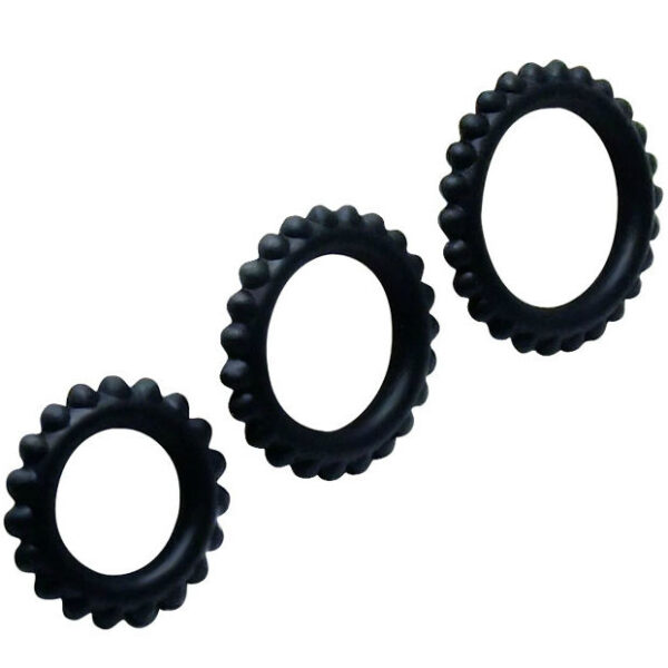 BAILE - CONJUNTO TITAN 3PCS ANEL PARA GALO PRETO 2.8 + 2.4 + 1.9 CM - Image 4